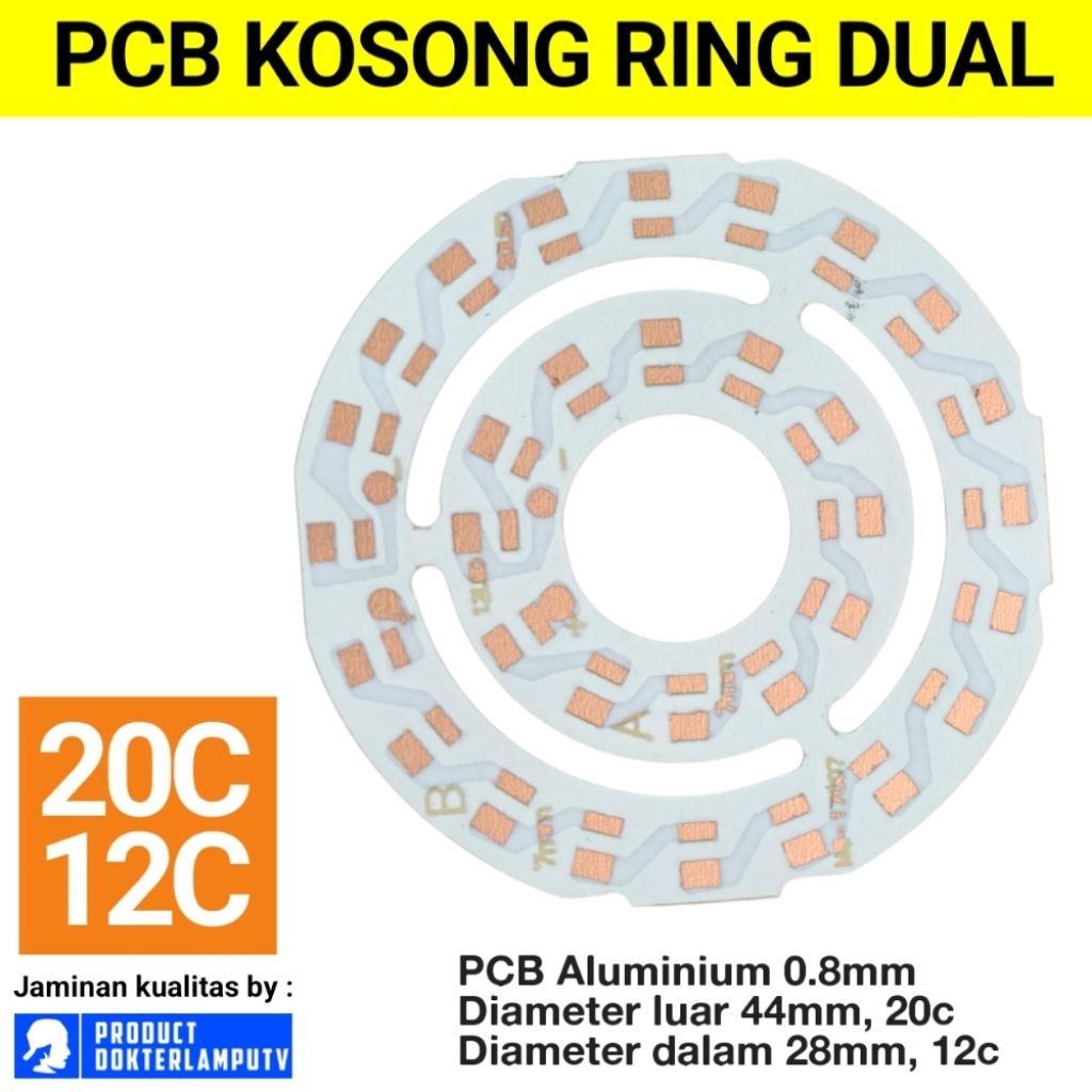 DUAL PCB KOSONG 32C 20+12C PERBAIKAN LED AC DOB LANGSUNG TEMPEL