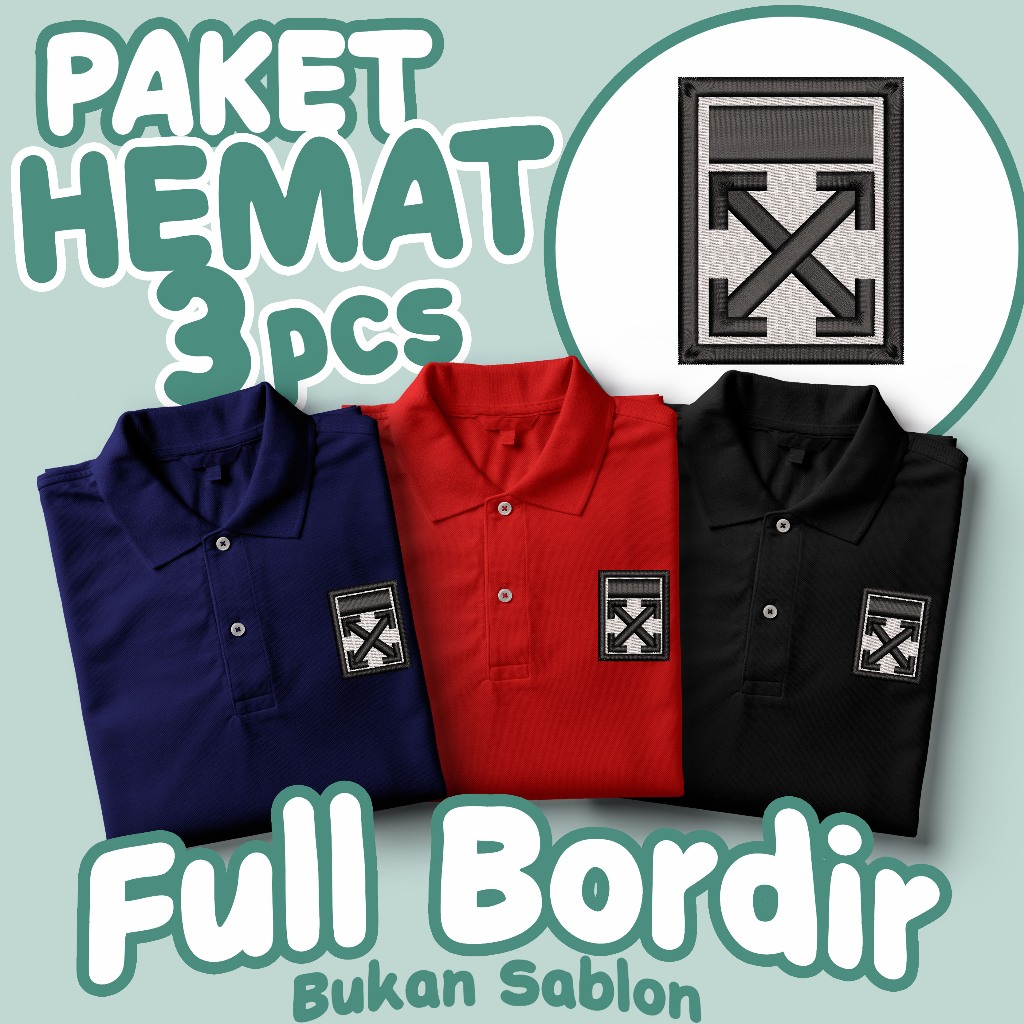 F19 WHITE OFF Promo Bundling 3 Pcs Polo Shirt Kaos Kerja Kaos Harian Baju Kerah Unisex