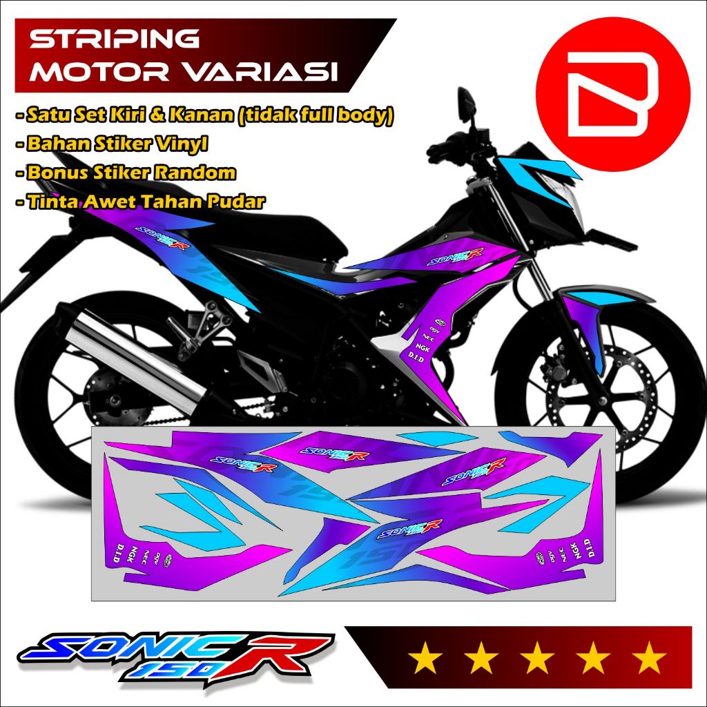 Striping SONIC 150R Keren - Striping SONIC 150R GAGAH - Set Stiker Motor Kece Variasi GRDS