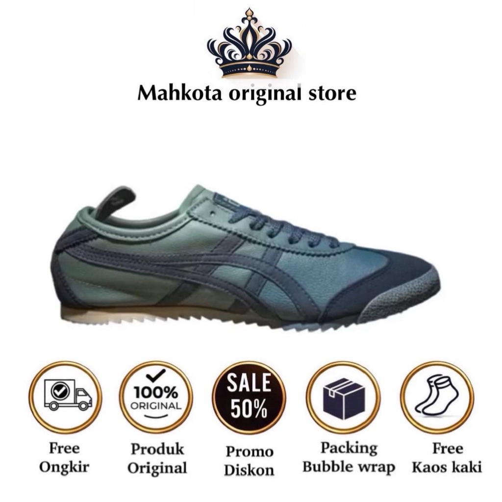 Sepatu Pria Wanita Original 0nitsuka Tlger Mexic0 66 Deluxe Japan Nipp0n Made Blue Vintage Shoes