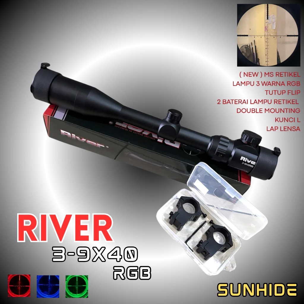Teleskop RIVER 3-9X40 RGB PLUS SUNHIDE - Ready