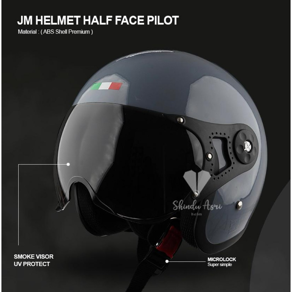 HELM PILOT ITALY MURAH JM Original LIST HITAM