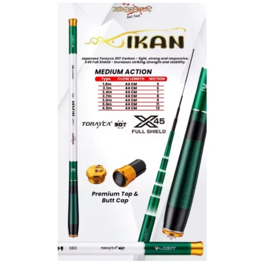 JORAN TEGEK CARBON BLOOD IKAN 180-450CM SPEK MEDIUM