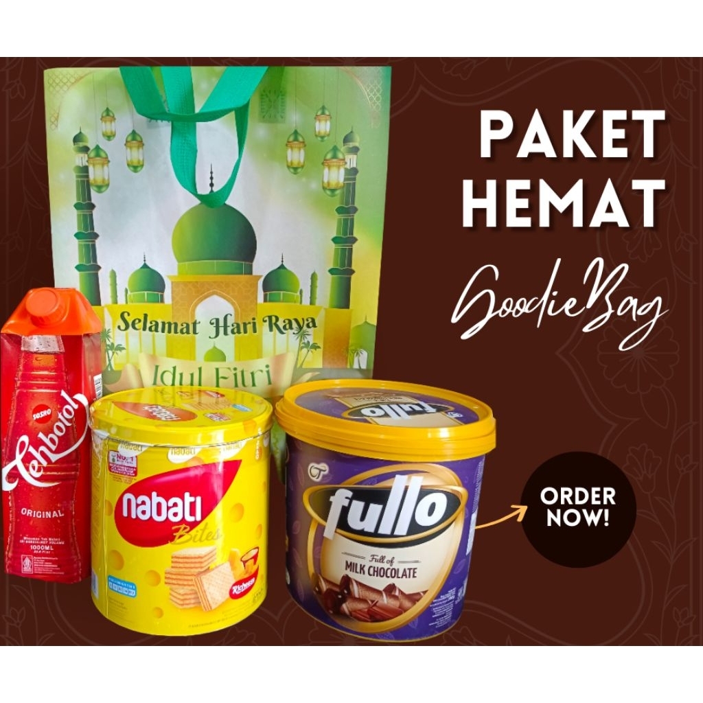 Paket Snack Kaleng Lebaran | Fullo & Nabati Wafer + Tehbotol Sosro