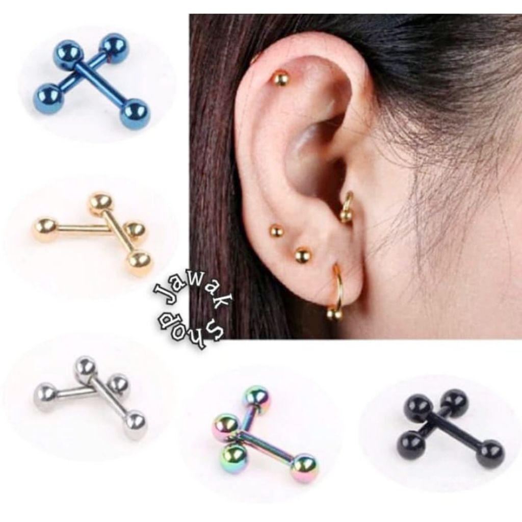 PIERCING ANTING TINDIK TELINGA LIDAH STAINLESS STELL PRIA WANITA