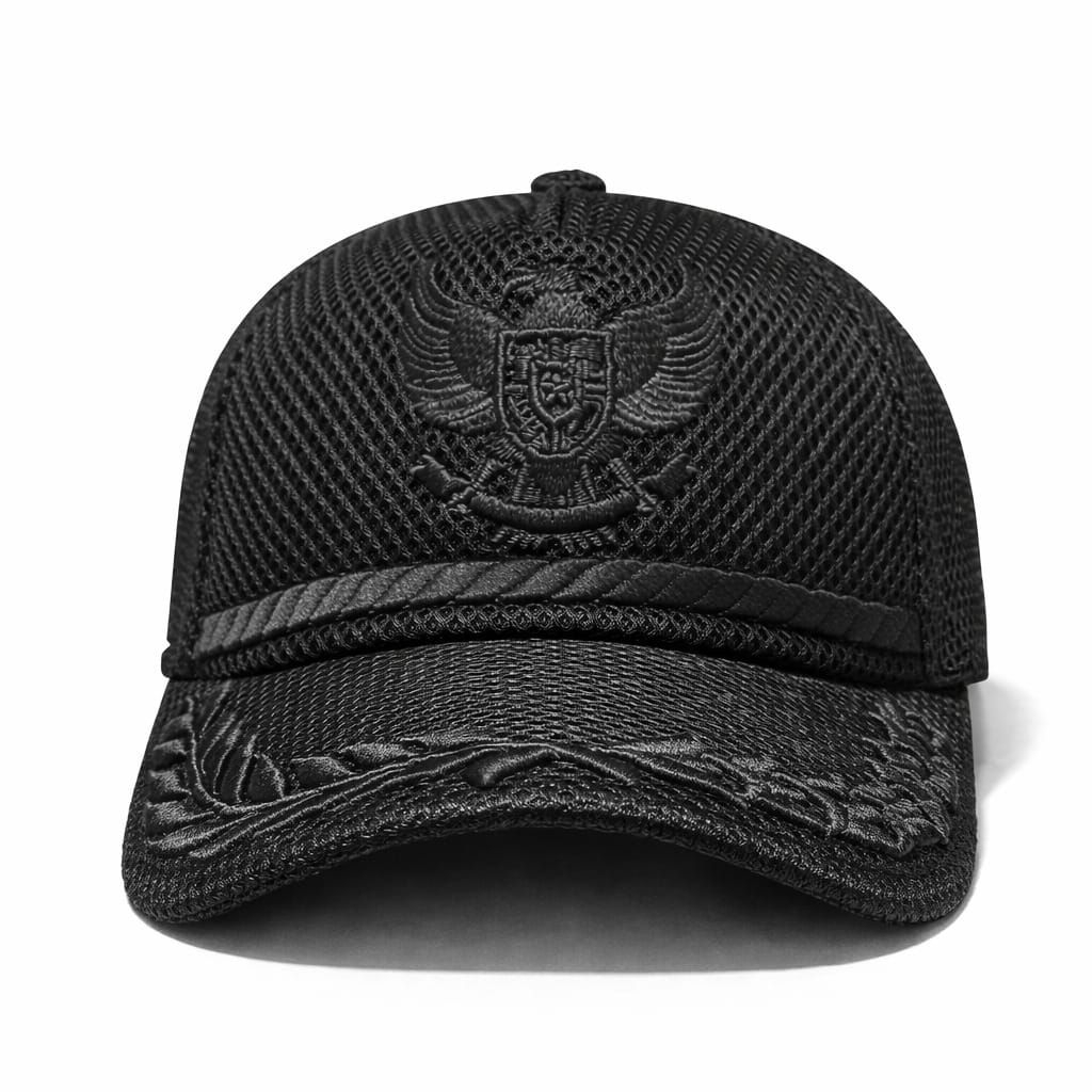 Garuda Hitam Topi Garuda Hitam Bordir Timbul Doublemesh Adem