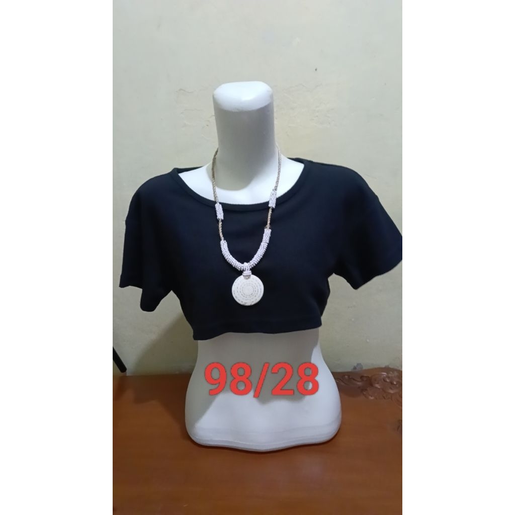 KAOS CROP TOP WANITA KOREAN STYLE - WARNA HITAM POLOS
