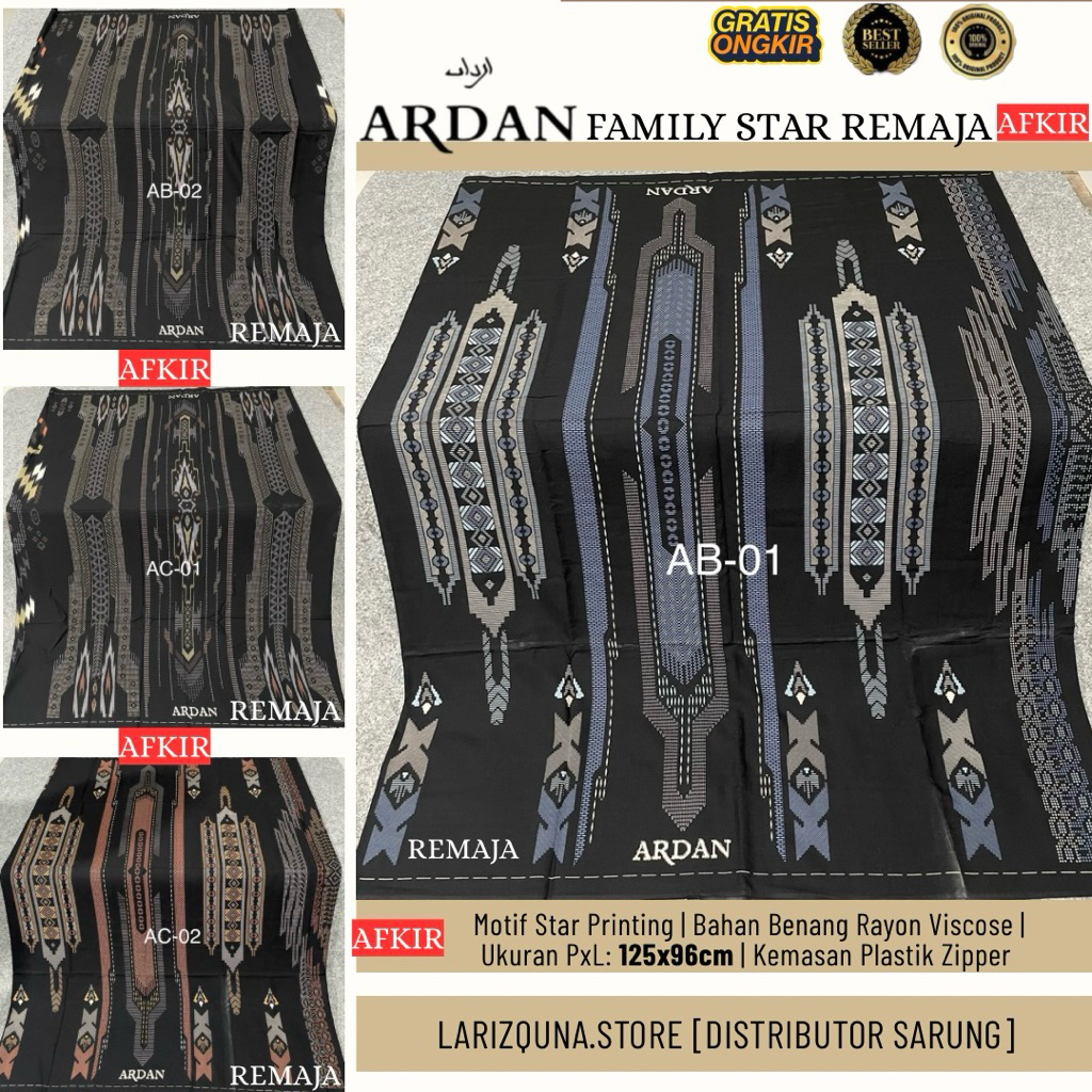 Sarung Ardan Star Family Afkir Remaja & Junior Rayon Viscose 81-96x125cm