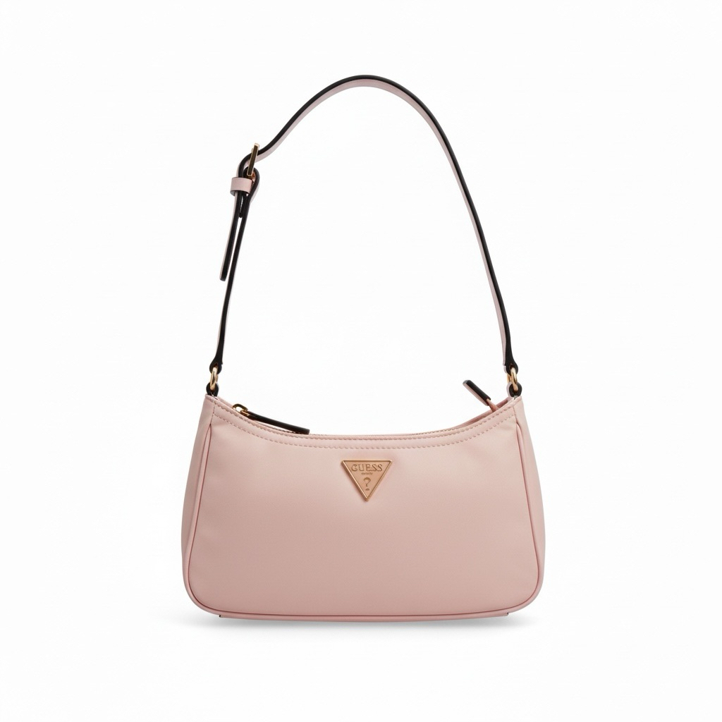 PRELOVED TAS LENGAN MERK GUESS ORI / KAIN NYLON / PINK