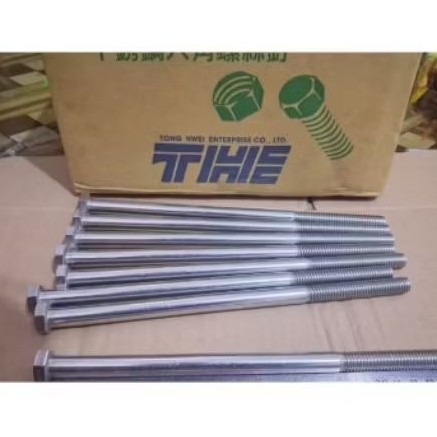 Baut mur stainless 1/2x7 Baut 19 panjang 17.5 cm half drat baut stainless 304 kunci 19 drat kasar