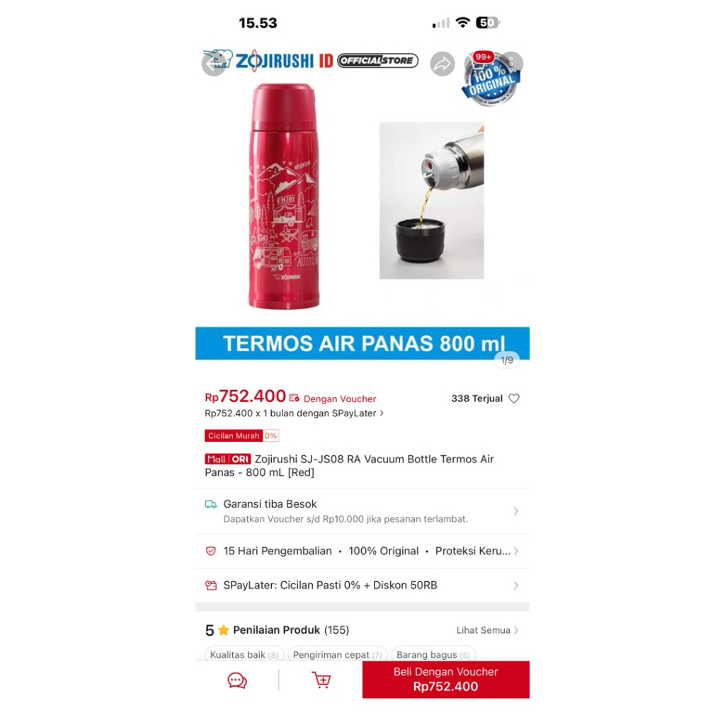 zojirushi termos 800ml original