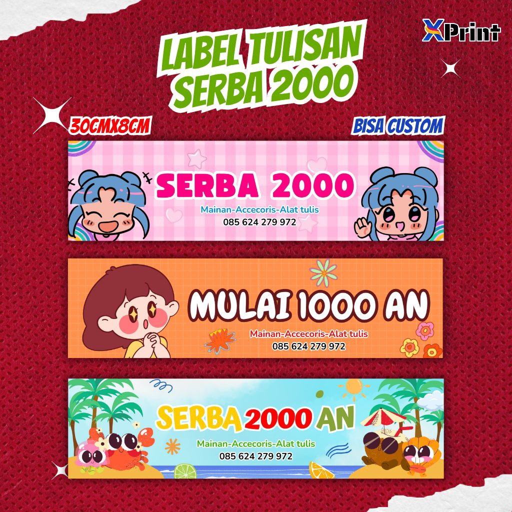 [ 6 Pcs ] Label tulisan serba 2000 5000 rentengan mainan alat tulis aksesoris