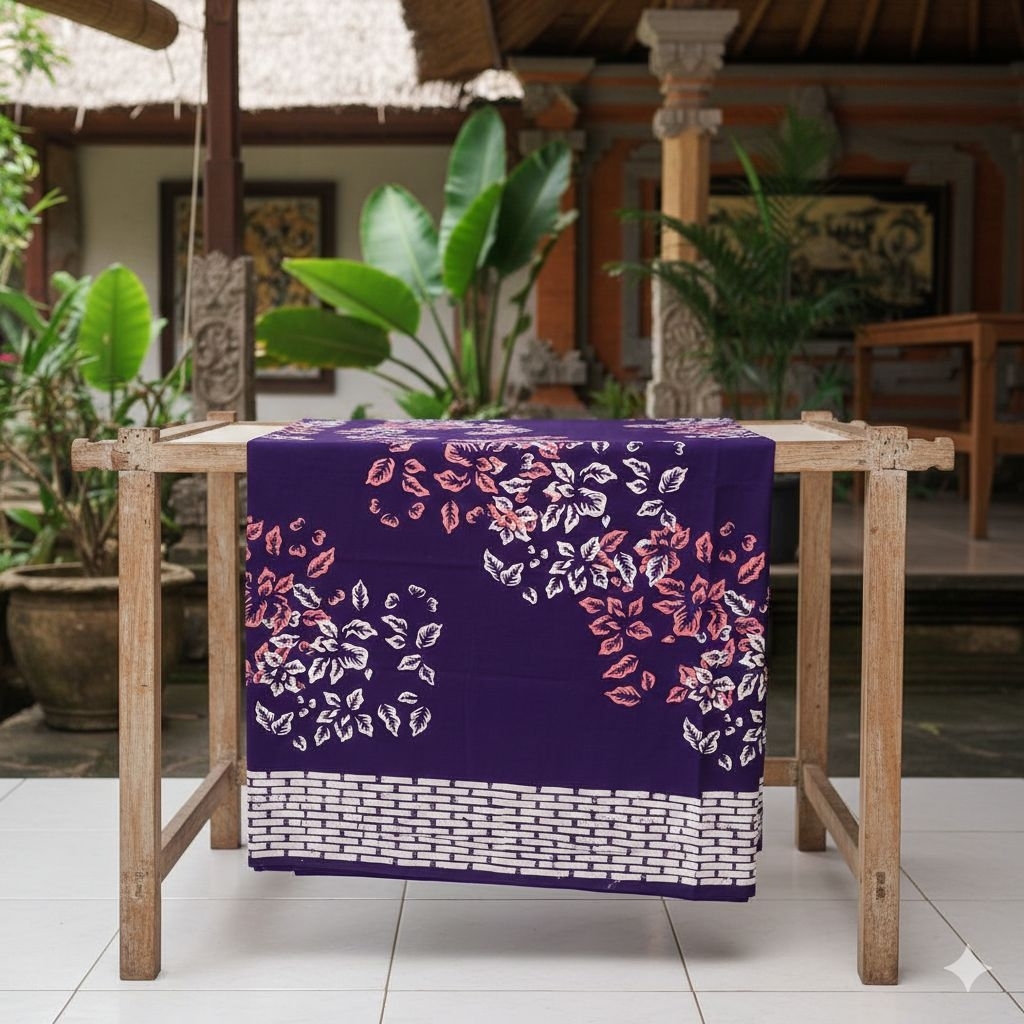 Kain batik cap pekalongan handmade warna ungu