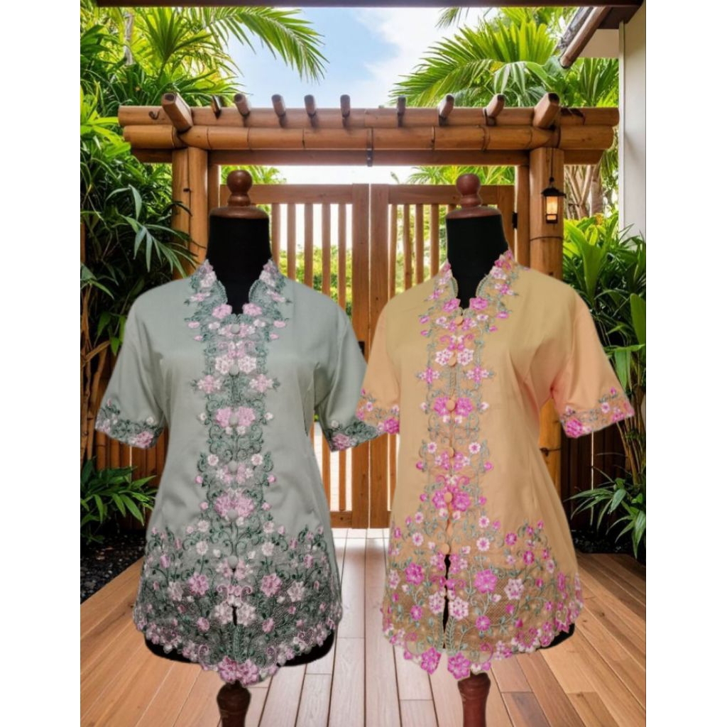 kebaya bordir, kebaya encim, kebaya modern bordir warna lengan pendek