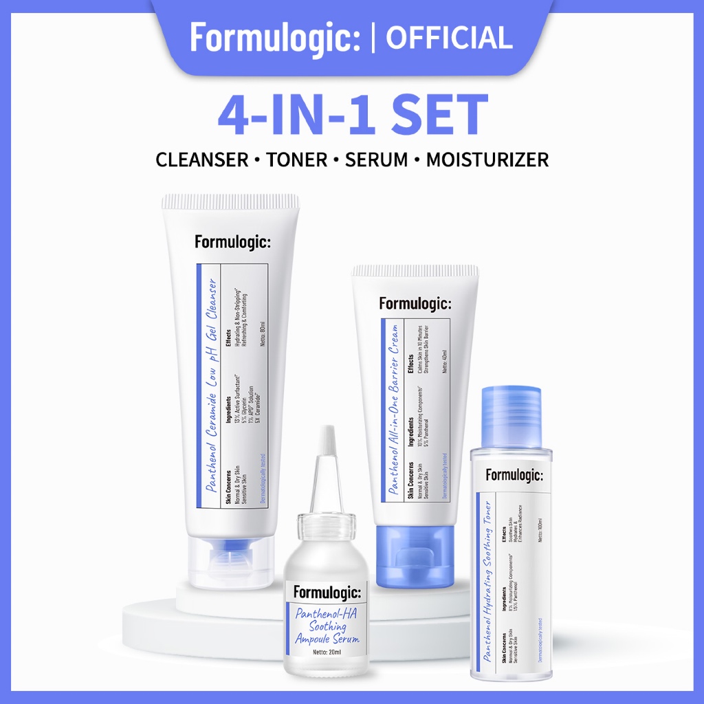 Formulogic: Ultimate 4in1 Kering Sensitif & Acne Oily | 3 Step Toner Serum Moisturizer