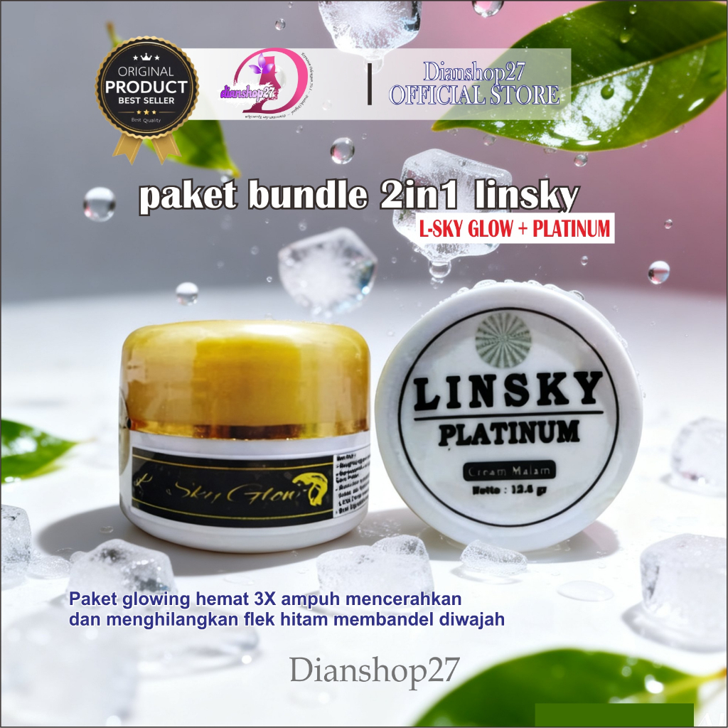 LINSKY - PAKET 2PCS CREAM LINSKY / L-SKY GLOW + PLATINUM ORIGINAL / set bundling 3x lebih cepat menc