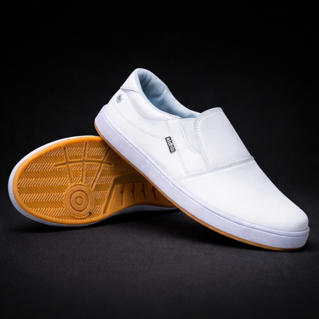 Aldhis Sepatu Pria Slip On Sneakers Casual Tanpa Tali Slop Kasual Laki laki Dewasa Sol Gum Antislip