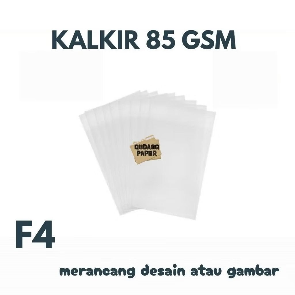 Kertas Kalkir 80-85 GSM F4 isi 30 Lembar / Kertas Kalkir Tracing Paper Transparan / Kertas Kalkir F4