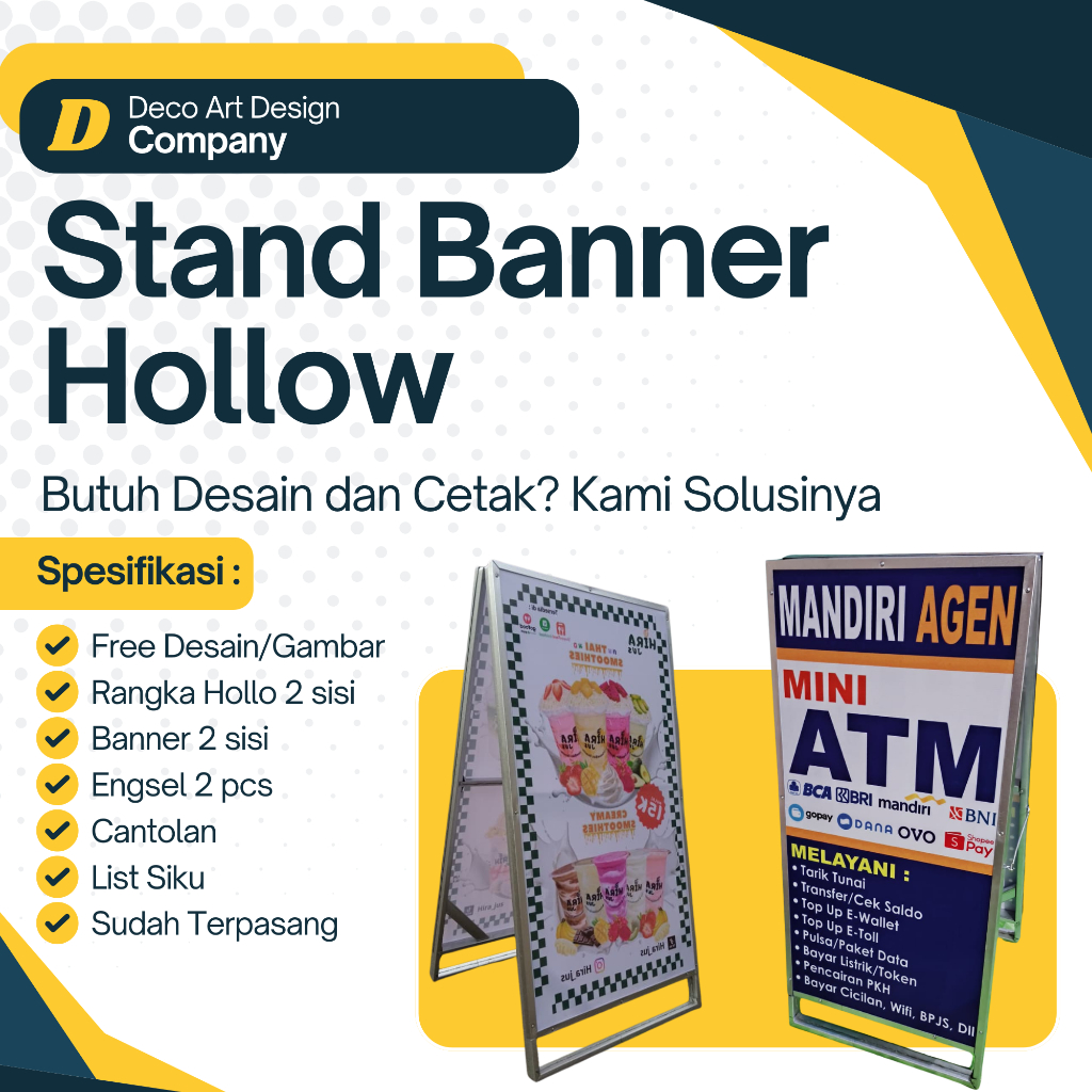 Stand Banner Besi Hollow Baja Ringan Alumunium Anti Karat