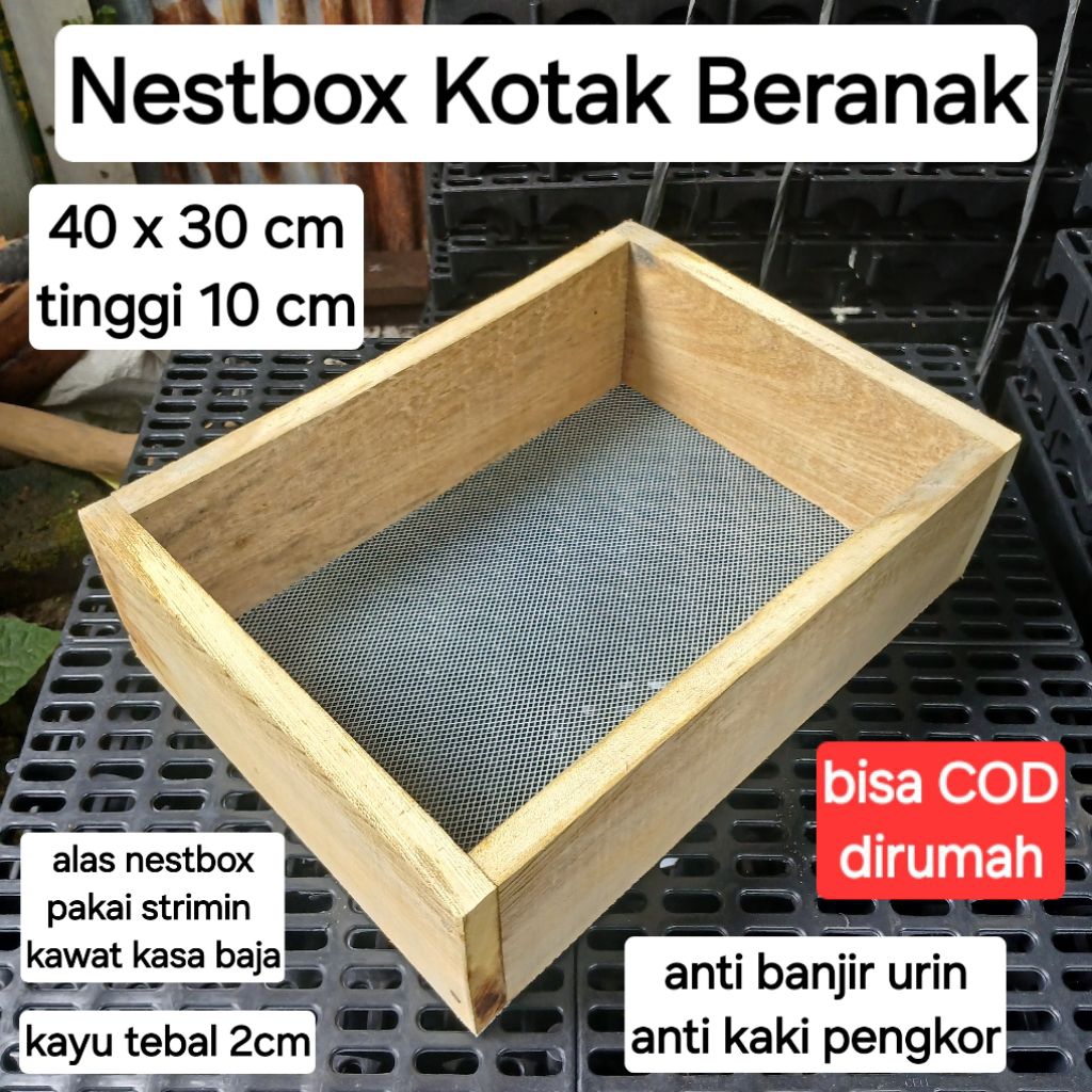 1 pcs Box Lahiran Kelinci / Nestbox bawahnya kasa strimin baja. anti banjir urin. jika beli 2 dpt se
