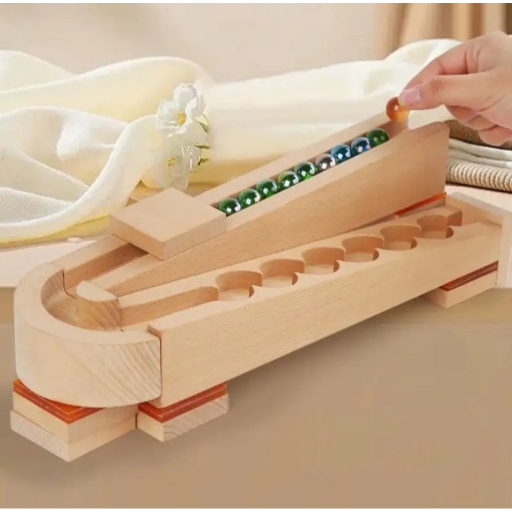 Marble Run Geometrik - Mainan  kayu seluncuran kelereng
