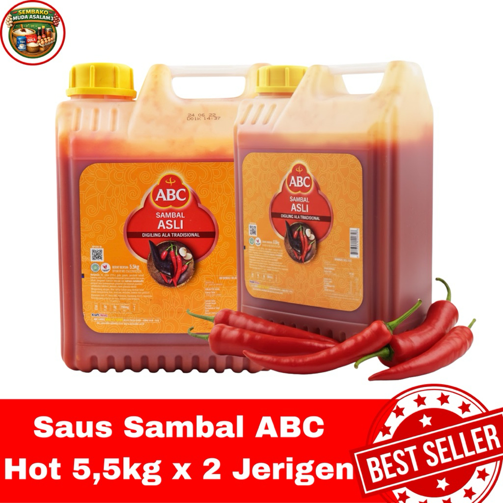 Saus Sambal Asli ABC Jerigen 5,5 Kg x 2 jerigen / Saus Sambal Pedas 2Jerigen