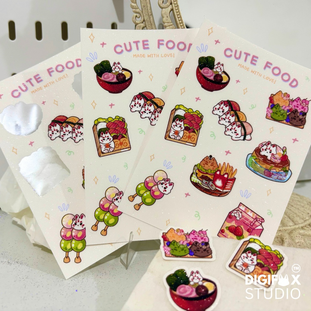 Custom Cetak Cutting Sticker KISS CUT Glitter Hologram Glossy Matte Vynil A5 A6 A7 Aneka Size