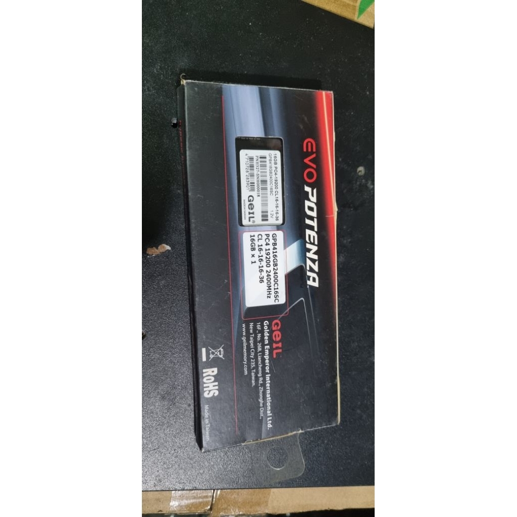 ram geil evo potenza 16gb x 1 PC2400MHZ garansi lifetime PT cahaya distribusi nusantara normal secon