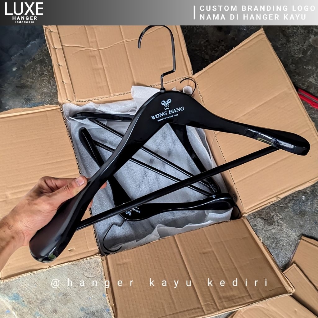 BRANDING LOGO  - hanger kayu jastel palang bahu tebal
