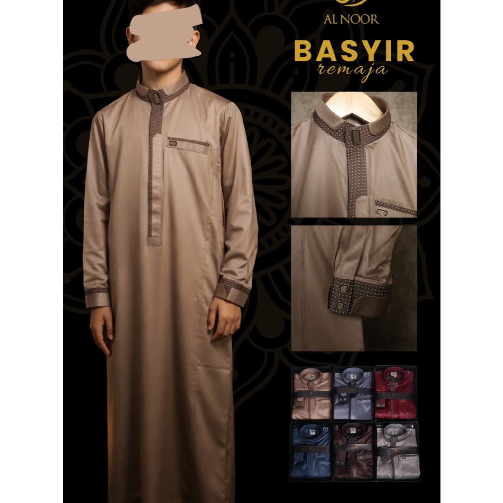Jubah Alnoor Remaja Polyester Lengan Manset Model Basyir Terbaru
