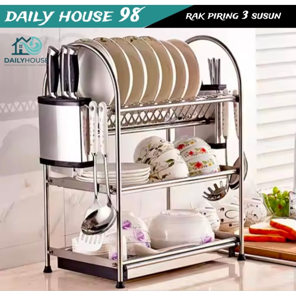 rak piring 3 susun stainless sus 304 dish rak susun glass