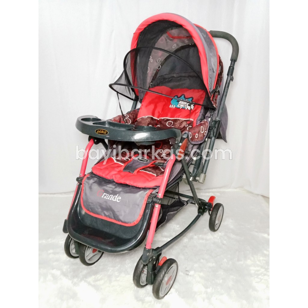 Stroller 3in1 PLIKO 'GRANDE' Merah / Kereta Dorong Bayi Second / Stroller Grande Murah