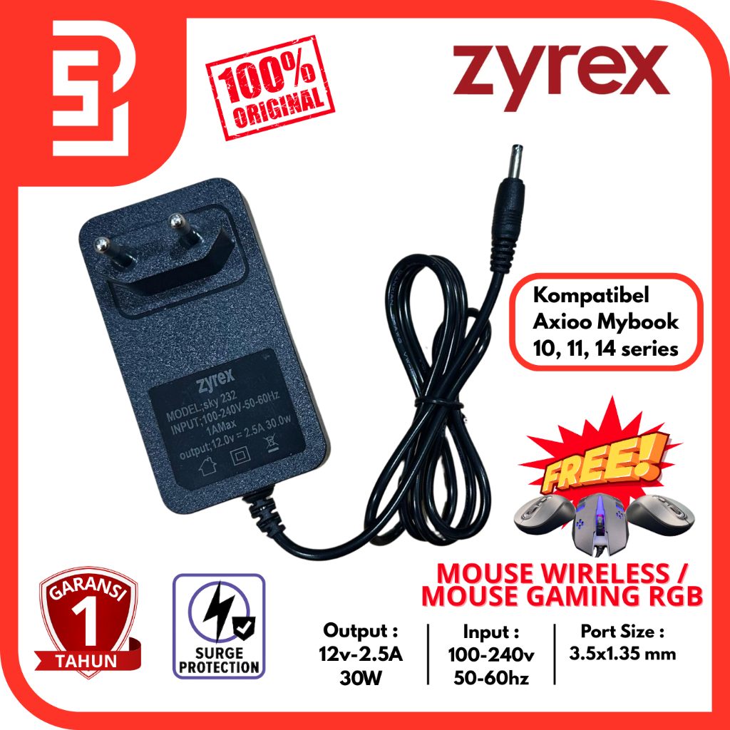 Adaptor Zyrex sky 232s, sky 232 mini, 232 extreme 12V - 2.5A original