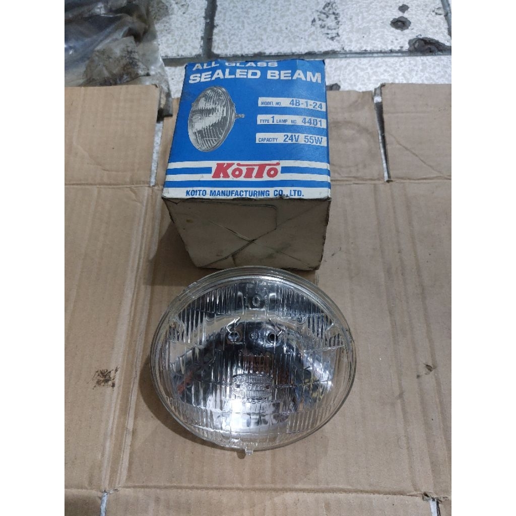 lampu depan sealed beam bulat ps100 / ps120 / fe 111 ( 24v ) ( koito orginal )