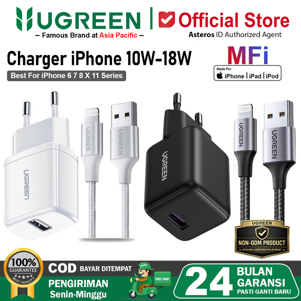 UGREEN Charger MFi iPhone 5 6 7 8 X XR Xs USB Lightning Fast Charging 10w 18w