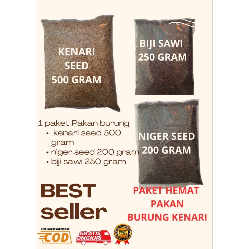 PAKAN BURUNG KENARI 1 Paket (NIGER SEED, BIJI SAWI, KENARI SEED) MURAHH