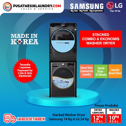 Stack Washer LG 24 Kg & Dryer Samsung Commercial
