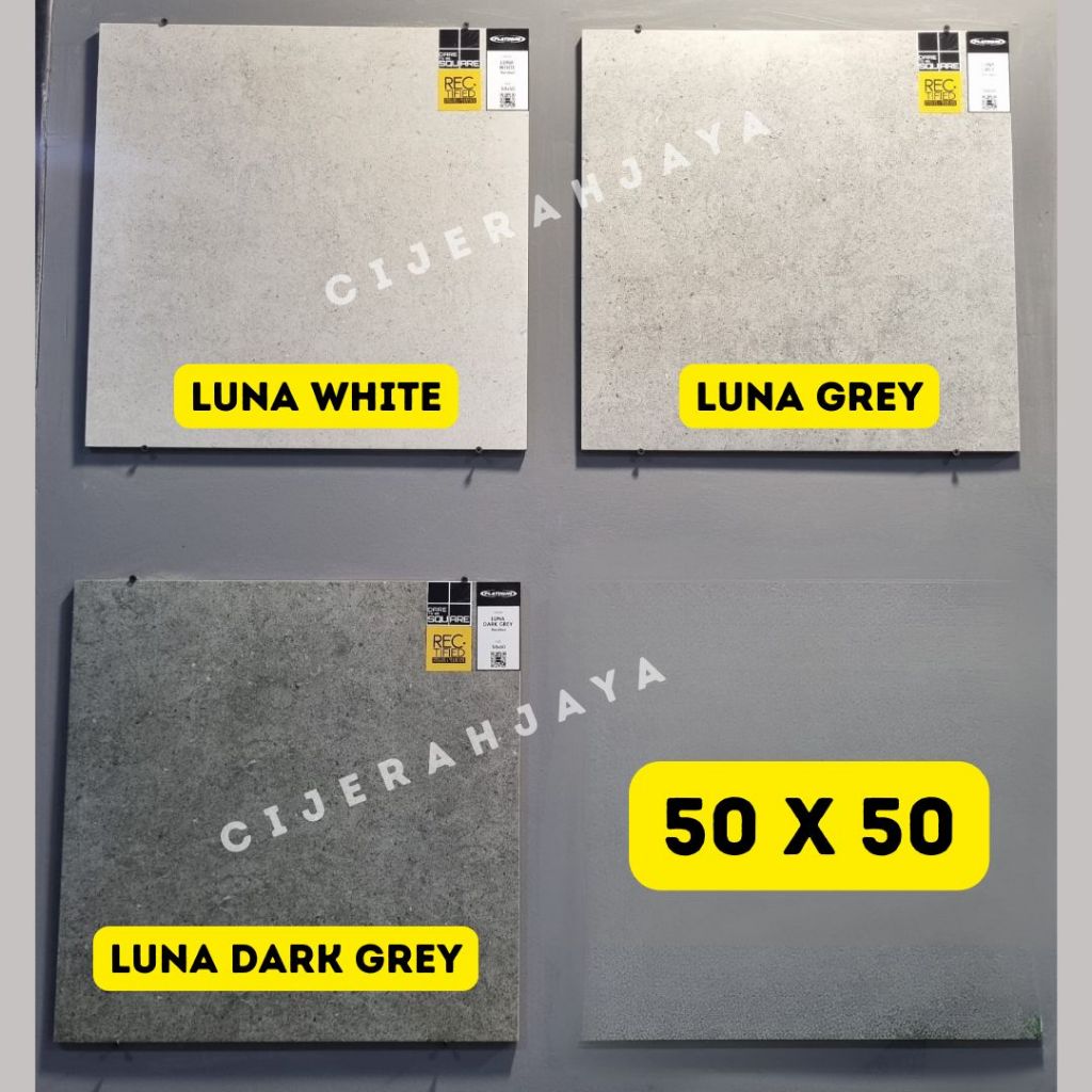 PLATINUM KERAMIK LANTAI DINDING 50X50 LUNA WHITE LUNA GREY LUNA DARK GREY MATT DOFF / KERAMIK PLATIN