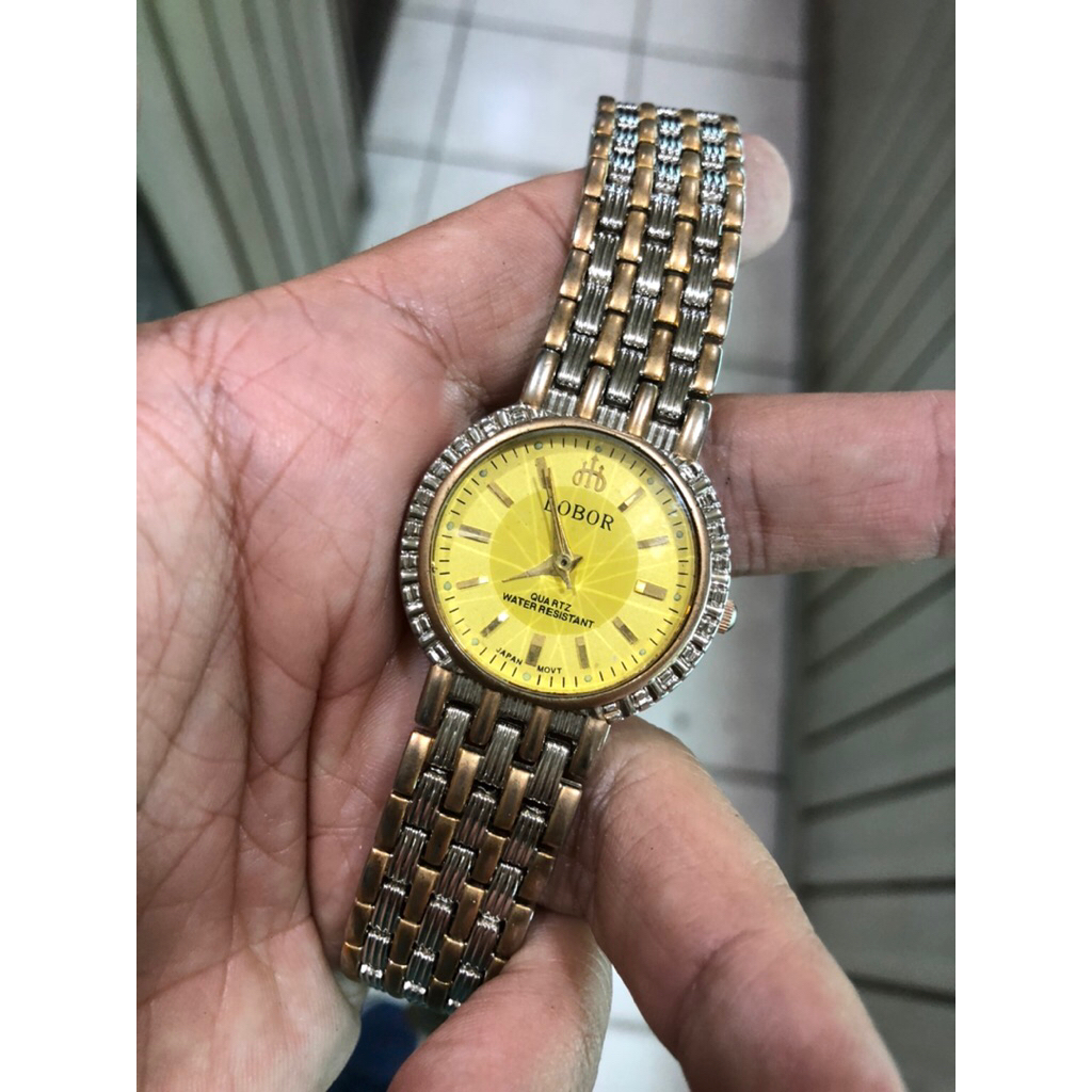 jam tangan pria quartz Lobor stenlis steel warna kombinasi anti karat normal semua siap pakai