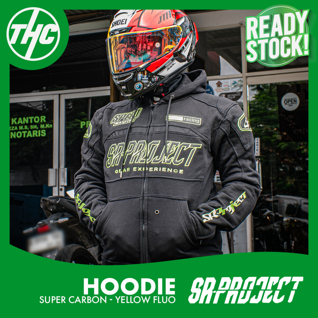 HOODIE SR PROJECT SUPER CARBON YELLOW FLUO LINE HIGH END RIDING HOODIE PROTECTOR ORIGINAL SR-PROJECT