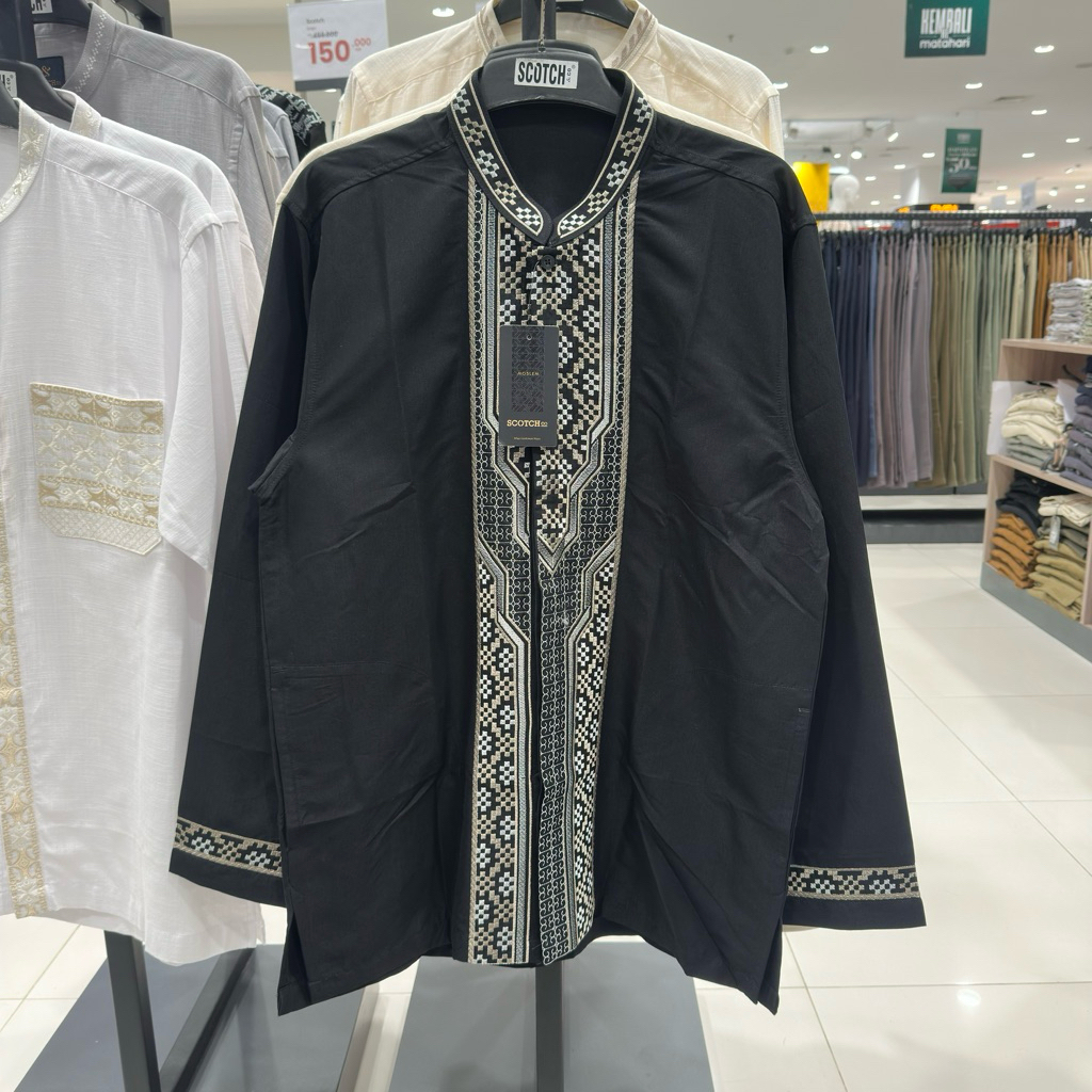 SCOTCH Baju Muslim Pria Kemeja Koko Lengan Panjang Motif Bordir Mewah | Size M-2XL | Jastip Mall