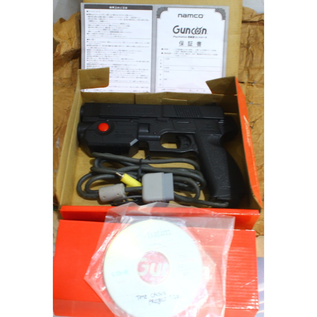 Guncon PS1 Playstation 1 PS2 Original baru stock Lama NOS Lengkap Dus Bonus CD Time Crisis Project T