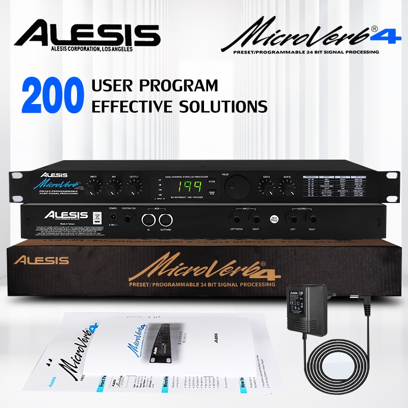 Alesis MicroVerb4 Prosesor Efek Digital untuk Mikrofon Vokal, KTV & Panggung dengan 100+ Efek
