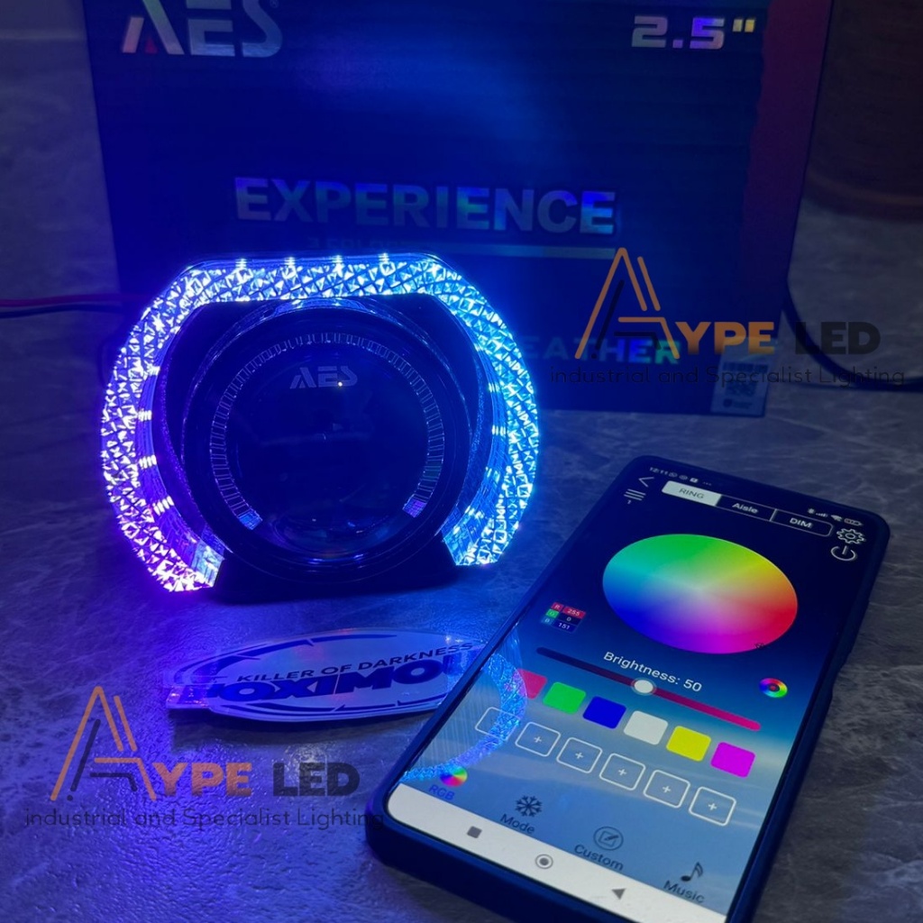 Premium Ring Crystal Shroud Biled Bmw Akrilik 210+ Mode Setting app Bluetooth 2,5 inch dan 3 inch