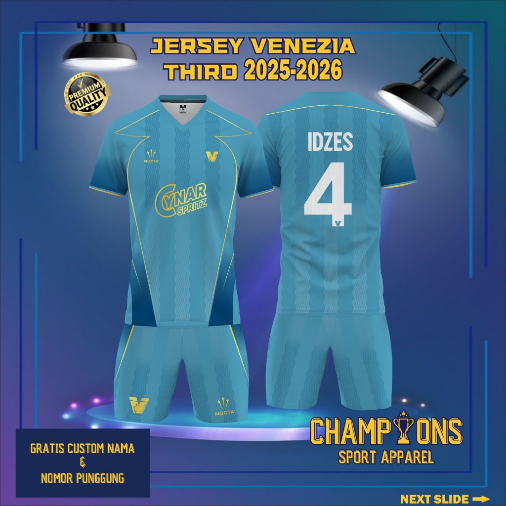 Jersey Sepak bola custom VENEZIA FC THIRD 2024-2025 – Full Printing Dryfit Milano | Nama & Nomor