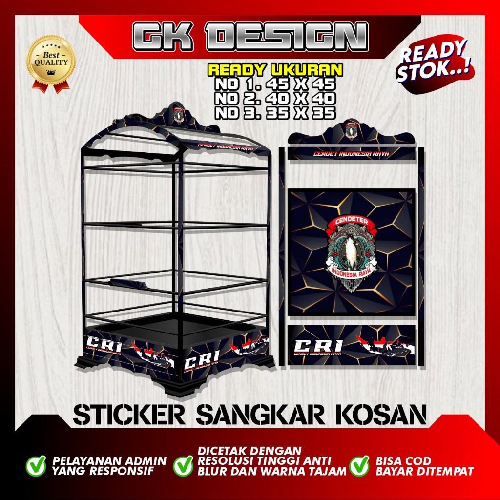 Stiker Decal Sangkar Kosan | Stiker Kandang Kosan Ceper | Stiker Sangkar Burung Kosan Kotak GK 01