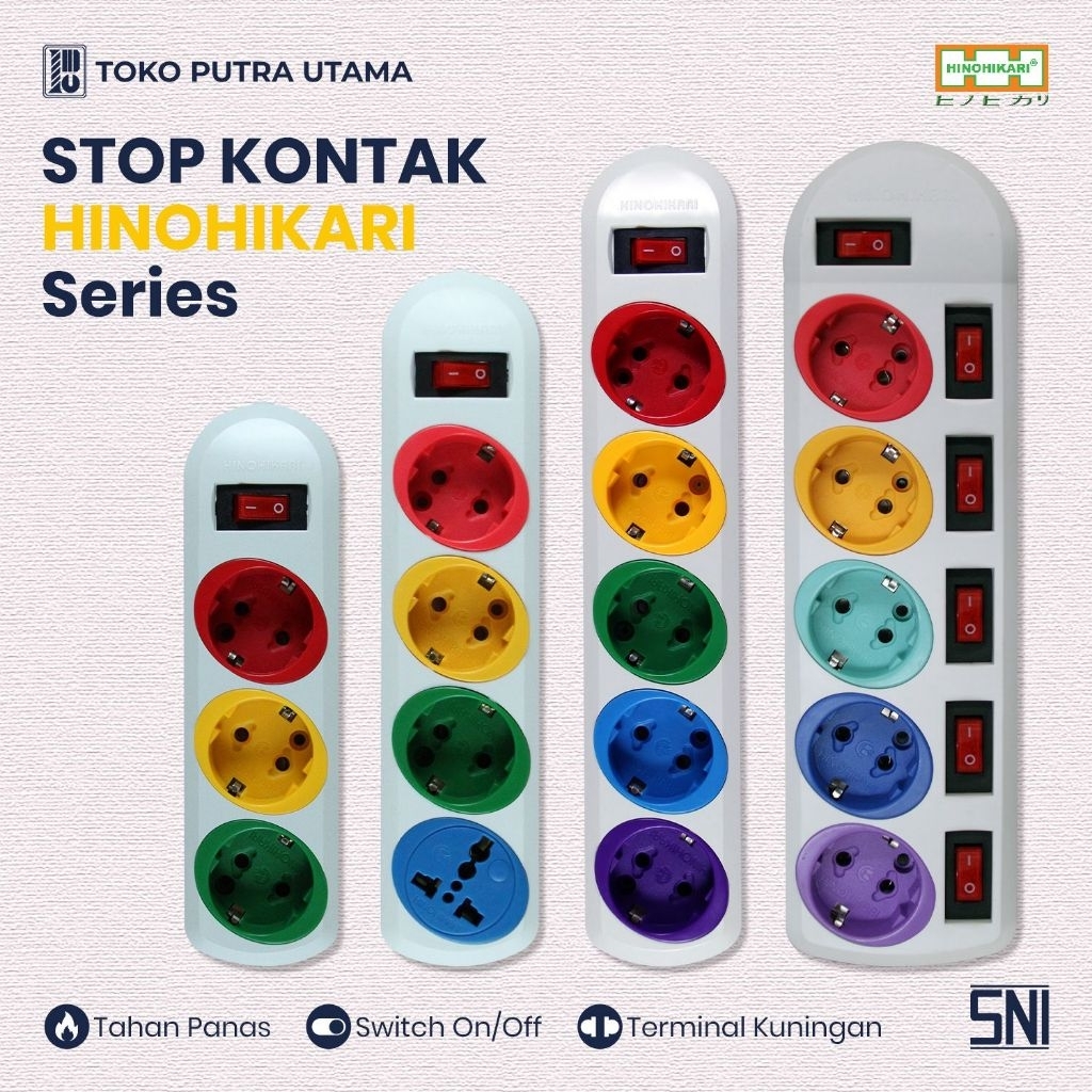 STOP KONTAK HINOHIKARI SNI 4/5/6 LUBANG SAKLAR ON/OFF DAN MULTI