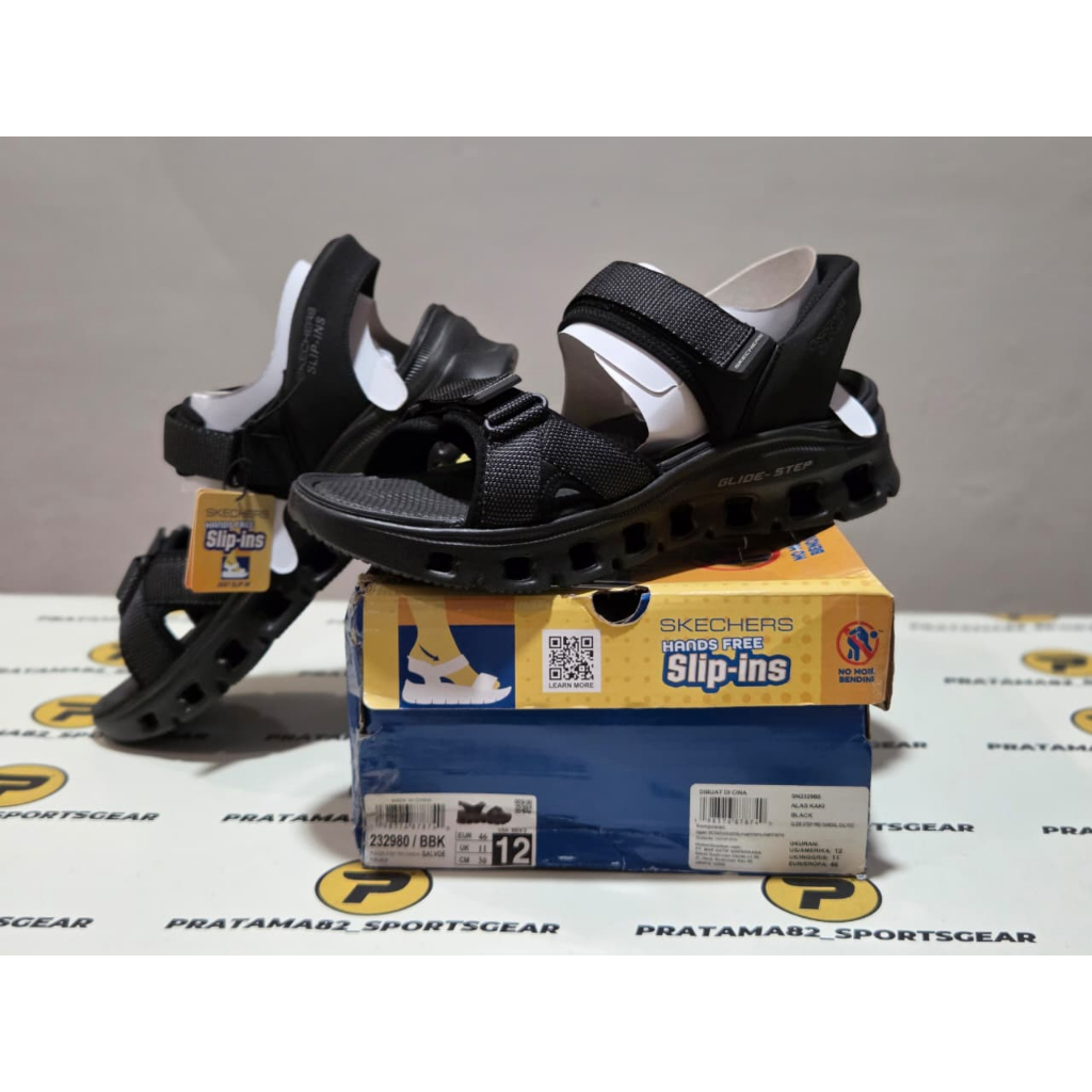 SIZE 46 ( 30 CM ) ORIGINAL ASLI SKECHERS SLIP-INS GLIDE STEP PRO SALVOE VELCRO STRAP CASUAL SANDAL P