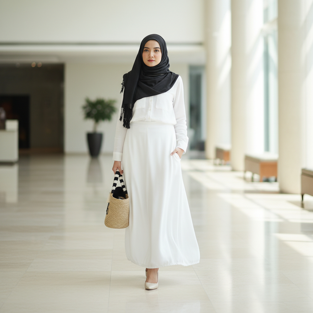 ZASKIA SUNGKAR - Audy Skirt Rok Putih Polos Minimalis Saku Samping