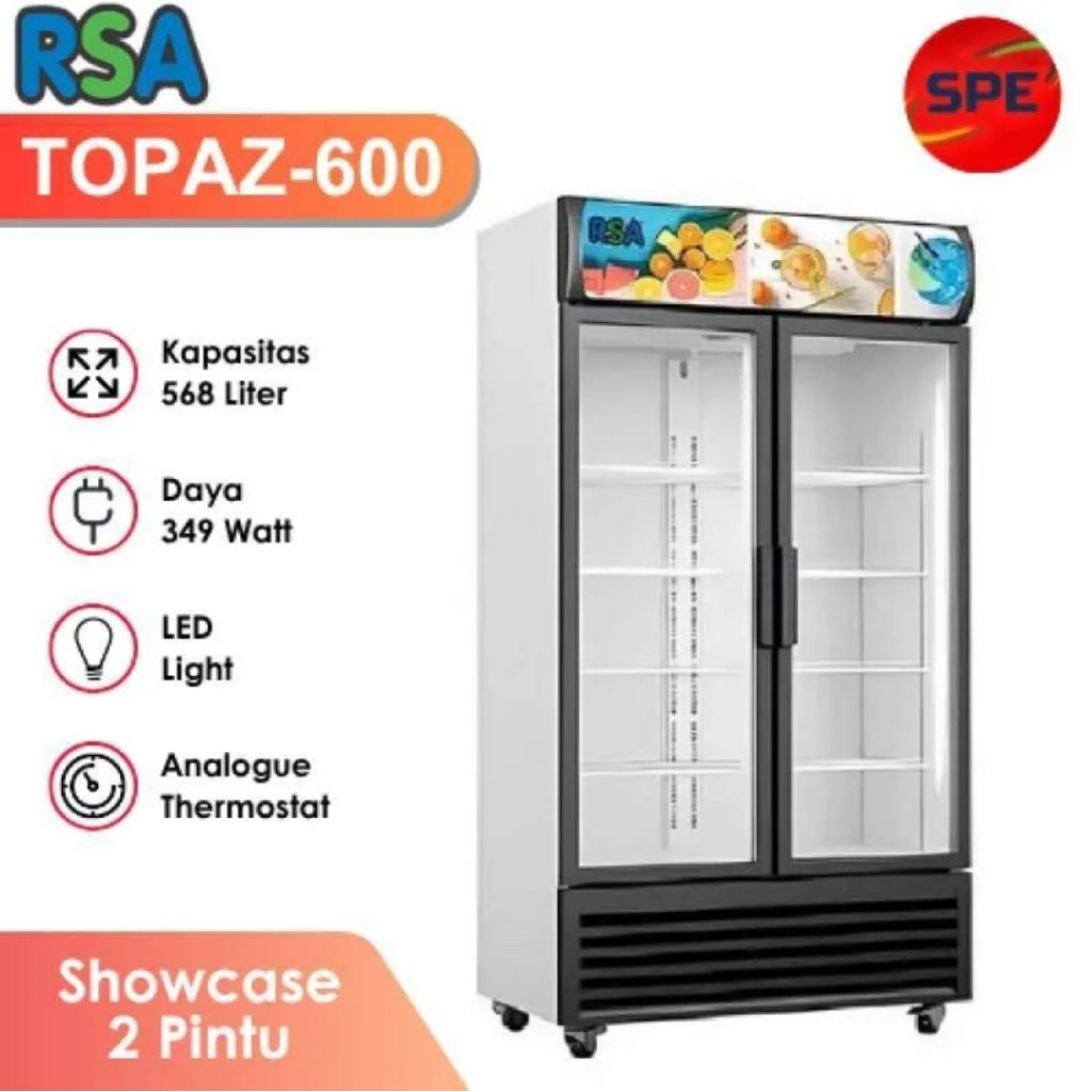 (Khusus Wilayah Kota palembang) Showcase 2pintu RSA TOPAZ 600,Showcase RSA 2pintu TOPAZ 600, Showcas